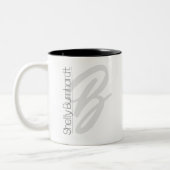 Monogram Minimaal Modern Script Business Bold Tweekleurige Koffiemok (Links)