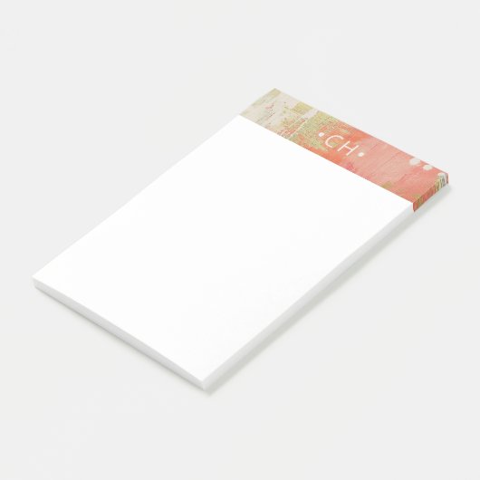Monogram Minimaal Modern Stijlvol Abstract Perzik Post-it® Notes (Schuin)