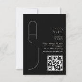 Monogram Minimal Wedding Qr Code Black RSVP  (Devant)