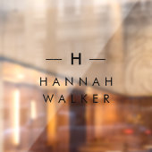 Monogram | Minimale Elegante Moderne Zwarte Naampl Raamsticker (Vel 2)