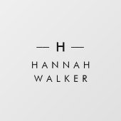 Monogram | Minimale Elegante Moderne Zwarte Naampl Raamsticker (Vel)