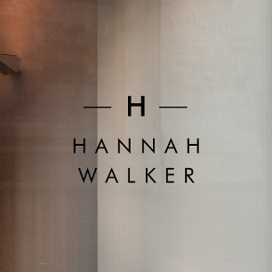 Monogram Minimale Elegante Moderne Zwarte Naampl Raamsticker