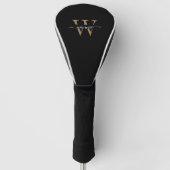 Monogram Minimale Elegante Zwart Gouden Script Naa Golfheadcover (Voorkant)