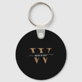 Monogram Minimale Elegante Zwart Gouden Script Naa Sleutelhanger (Voorkant)