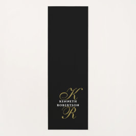 Monogram Minimalist Black Gold White Elegant Men Yogamat