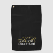 Monogram Minimalist Black Gold White Stylish Men Golfhanddoek (Voorkant)
