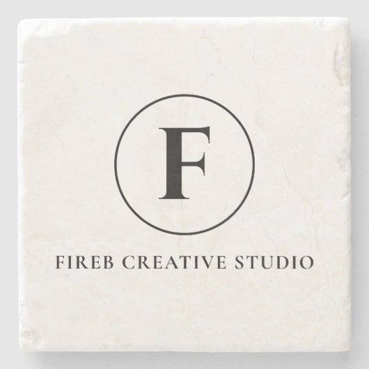 Monogram Minimalist Initial Name Marble Design Stenen Onderzetter (Voorkant)