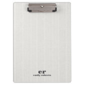 Monogram Minimalistic White Burlap Gray Typography Klembord (Voorkant)