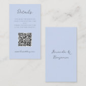 Monogram minimalistisch Beau Blue Wedding Details  Visitekaartje (Voorkant / Achterkant)