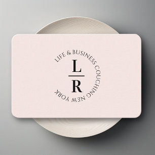 Monogram, minimalistisch beige roos business visitekaartje