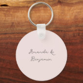 Monogram minimalistisch beige Weddenschap Hartelij Sleutelhanger (Achterkant)