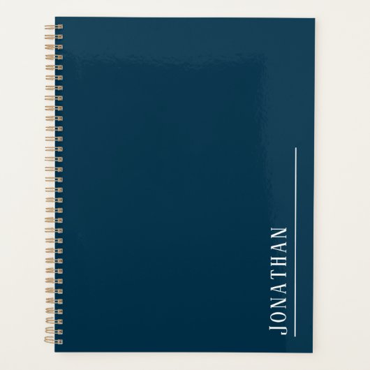 Monogram minimalistisch blauw planner (Voorkant)