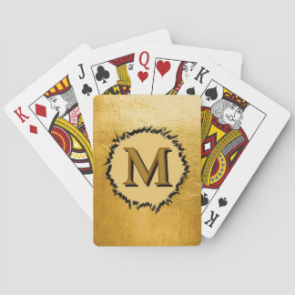 Monogram minimalistisch eenvoudig zwart namaak gou pokerkaarten
