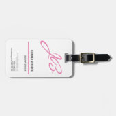 Monogram minimalistisch feminishandschrift bagagelabel (Voorkant horizontaal)