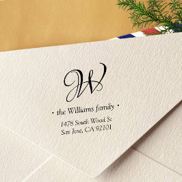 Monogram & minimalistisch kalligrafiemadres  zelfinktende stempel