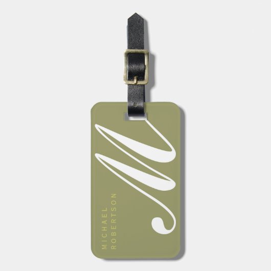 Monogram minimalistisch modern bagagelabel (Voorkant verticaal)