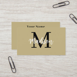 Monogram minimalistisch Modern Black en Tan Visitekaartje