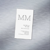 Monogram minimalistisch modern Gewoon wit Magnetisch Visitekaartje (Voorbeeld)