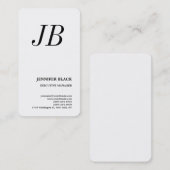 Monogram minimalistisch modern Gewoon wit Visitekaartje (Voorkant / Achterkant)
