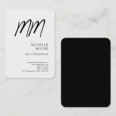 Monogram minimalistisch modern Gewoon wit Visitekaartje (Voorkant / Achterkant)