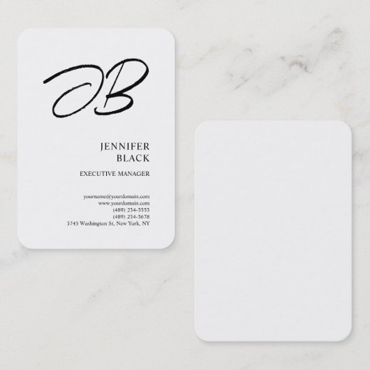 Monogram minimalistisch modern Gewoon wit Visitekaartje (Voorkant / Achterkant)