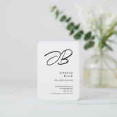 Monogram minimalistisch modern Gewoon wit Visitekaartje (Staand voorkant)