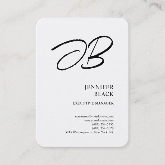 Monogram minimalistisch modern Gewoon wit Visitekaartje (Voorkant)