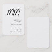 Monogram minimalistisch modern Gewoon wit Visitekaartje (Voorkant / Achterkant)