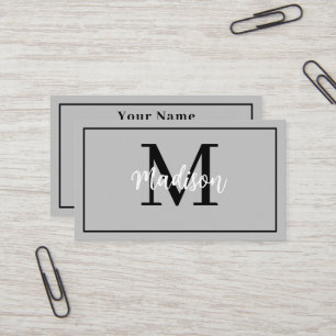 Monogram minimalistisch Modern Gray en Zwart Visitekaartje
