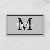 Monogram minimalistisch Modern Gray en Zwart Visitekaartje (Voorkant)