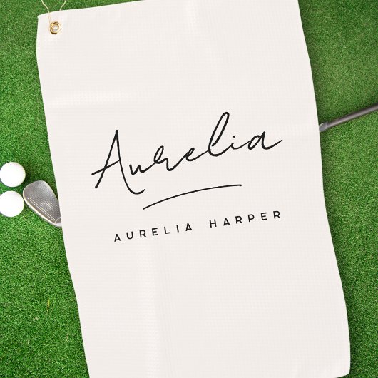 Monogram Minimalistisch Modern Script Vrouwelijk M Golfhanddoek