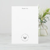 Monogram minimalistisch modern wit bedankkaart (Staand voorkant)