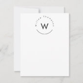 Monogram minimalistisch modern wit notitiekaartje (Voorkant)