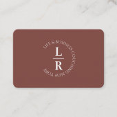 Monogram, minimalistisch roodbruin Business Visitekaartje (Voorkant)