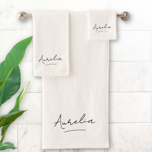 Monogram Minimalistisch Stijlvol Neutraal Elegant  Bad Handdoek