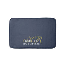 Monogram Minimalistisch Stofnavyblauw Goud Wit Man