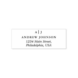 Monogram minimalistisch terugkeeradres  zelfinktende stempel