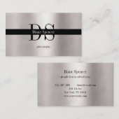 monogram, minimalistisch zilverzwart visitekaartje (Voorkant / Achterkant)