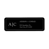 Monogram minimalistisch zwart retouradres etiket (Voorkant)