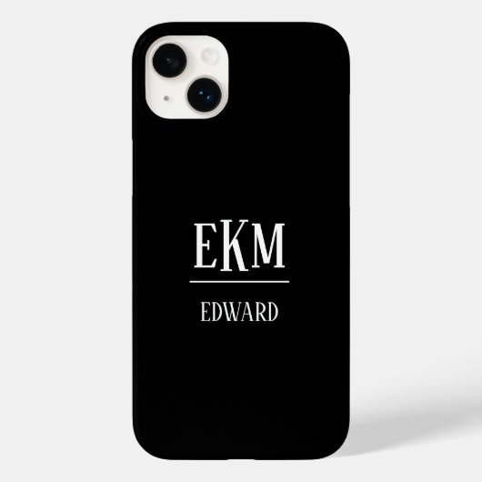 Monogram minimalistisch zwart-wit Case-Mate iPhone case (Achterkant)