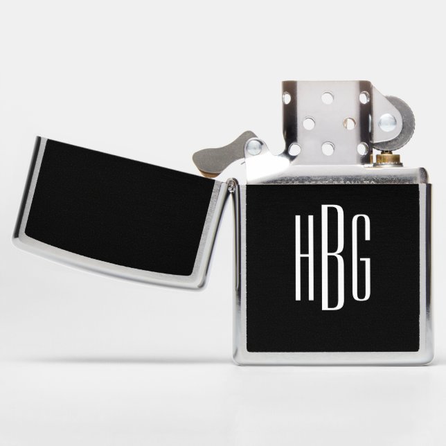 Monogram minimalistisch zwart wit Initiaal (Geopend)