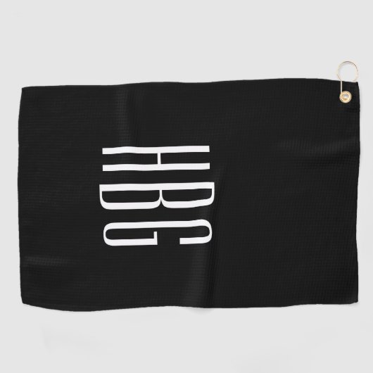 Monogram minimalistisch zwart wit Initiaal Golfhanddoek (Horizontaal)