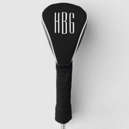 Monogram minimalistisch zwart wit Initiaal Golfheadcover