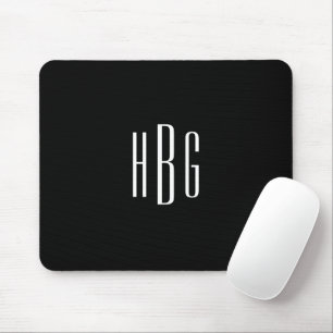 Monogram minimalistisch zwart wit Initiaal Muismat