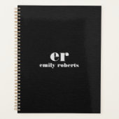Monogram Minimalistisch zwarte linnen Planner (Voorkant)