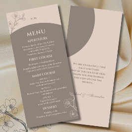 Monogram Minimalistische Bloemen Taupe Japandi bru Menu