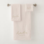 Monogram Minimalistische Blush Pink Script Handtek Bad Handdoek (Insitu)