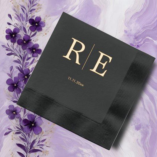 Monogram minimalistische bruiloft folie servetten