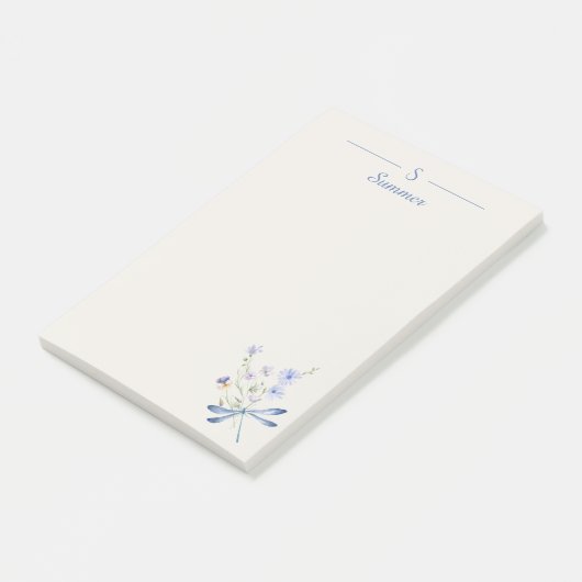 Monogram Minimalistische Dragonfly Botanical Cotta Post-it® Notes (Schuin)