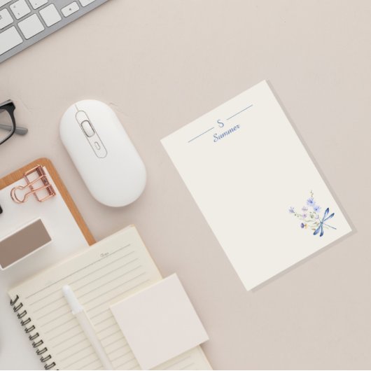 Monogram Minimalistische Dragonfly Botanical Cotta Post-it® Notes